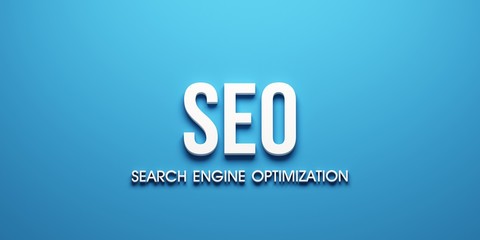 SEO web banner. 3D Render Illustration