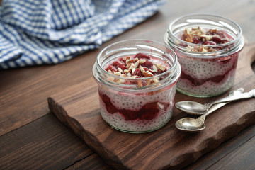 Chia pudding with cherry and almond