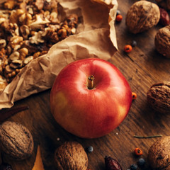 Apple and walnut, autumn abundance