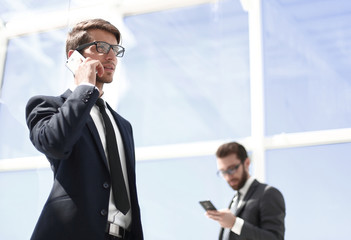 modern businessman talking on a mobile phone