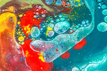 Fototapeta premium Colorful bubble acrylic paints, colorful paint drops, abstract colorful background