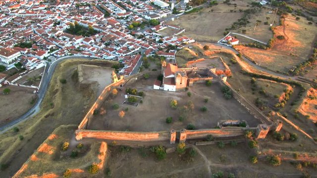 Portugal. Aerial view of Mourao. Alentejo. 4k Video
