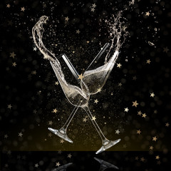 Glasses of champagne, celebration theme.