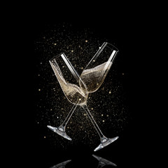 Glasses of champagne, celebration theme.