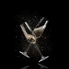 Fotobehang Glazen champagne, feestthema. © Lukas Gojda