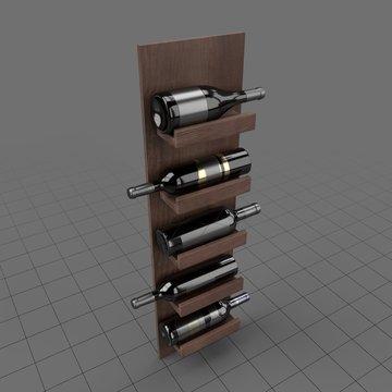 Wall wine rack with bottles