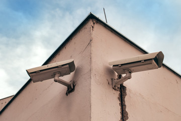 Two cctv cameras on the corner
