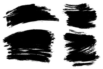 Vector set of hand drawn brush strokes, stains for backdrops. Monochrome design elements set. One color monochrome artistic hand drawn backgrounds.