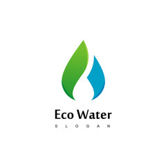 Fototapeta na wymiar Ecology Logo, Drop Water With Leaf Symbol Icon