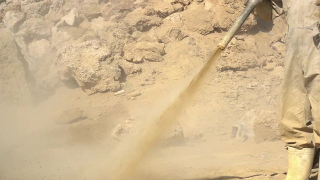 sand blasting slow motion
