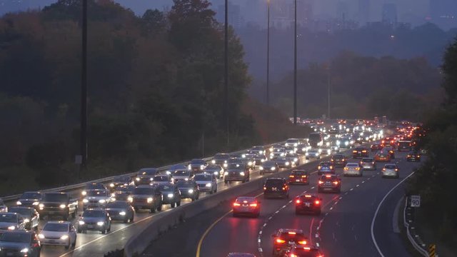 TORONTO, CANADA on Oct 17th: Don Valley Parkway on Oct 17th, 2016 in Toronto, Canada. The Don Valley Parkway connects the Gardiner Expressway in downtown Toronto with Highway 401.