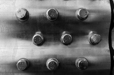 Background metal texture with rivets.