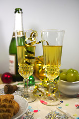 A couple of glasses full of champagne waiting for the new year