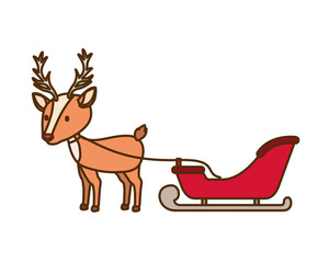 reindeer with sledge isolated icon