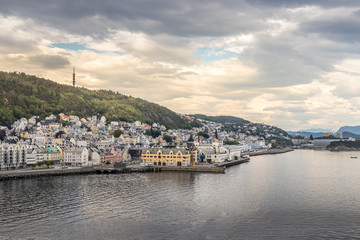 Fototapeta premium View of the Port of Alesund in the evening at summer, Norway.