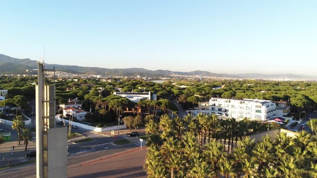 Aerial view in beach of Barcelona, Castelldefels. Spain. 4k Drone Video