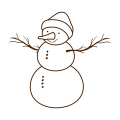 snow man with hat isolated icon