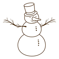 snow man with hat isolated icon
