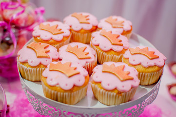 cupcake decorated with princess crown