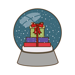 gift boxes in crystal ball isolated icon