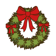 garland with bow and balls isolated icon