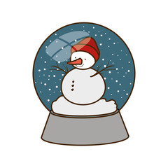 snow man in crystal ball isolated icon