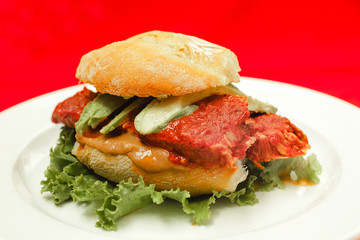 torta de pierna enchilada, christmas food in mexico spicy food, spicy pork leg