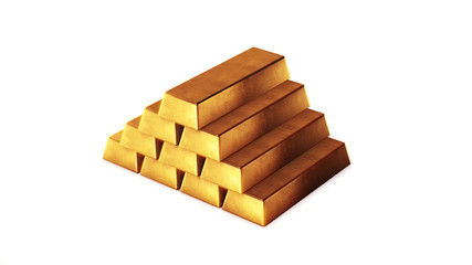 Gold bars isolated on white background. Financial success, business investment and wealth concept. 