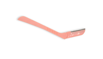 An eyebrow knife, green razor isolated on white background.