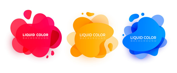 Set of wave liquid  gradient splashes. Vector design for covers, greeting card, poster or flyers.