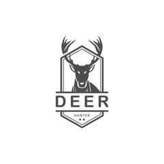 Vintage deer hunter logo design
