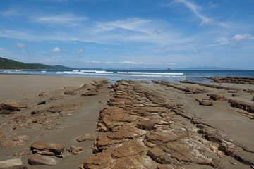 The beach at Playa Hemosa on the Pacific coast of Nicaragua, Central America on a summer afternoon.
