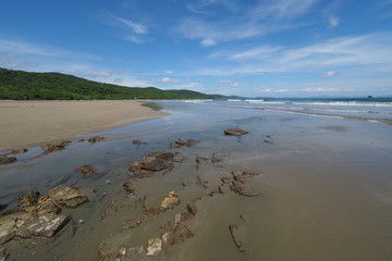 The beach at Playa Hemosa on the Pacific coast of Nicaragua, Central America on a summer afternoon.