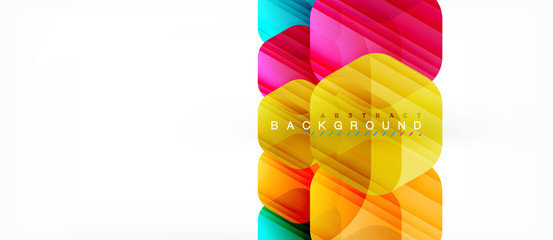 Glossy color hexagons modern composition background, shiny glass design