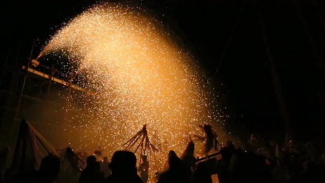 One of the summer festivals in Japan, accompanied by fireworks and dancing. Nagano Prefecture.