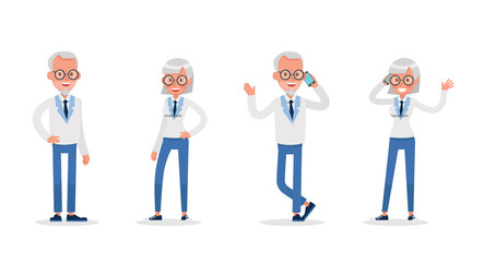 business people working and different poses action character vector design no2