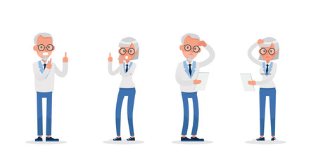 business people working and different poses action character vector design no7