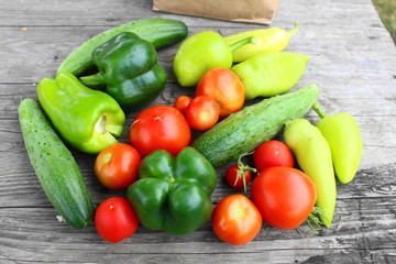 harvest of fresh ripe vegetables from the garden