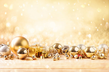 merry christmas and happy new year concept with gold color other decoration