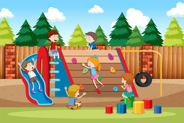 Obraz na płótnie Canvas Children playing in playground