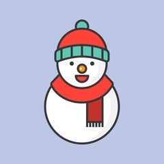 snowman editable outline icon, winter christmas theme