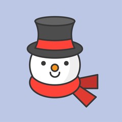snowman editable outline icon, winter christmas theme
