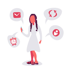 Woman chat bubble icon concept standing pose