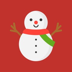 snowman icon in flat design for use as material in christmas theme
