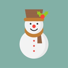 snowman icon in flat design for use as material in christmas theme