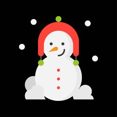 snowman icon in flat design for use as material in christmas theme
