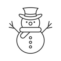 snowman editable outline icon, winter christmas theme