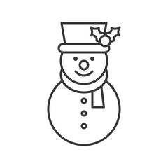 snowman editable outline icon, winter christmas theme