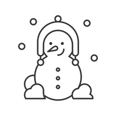 snowman editable outline icon, winter christmas theme