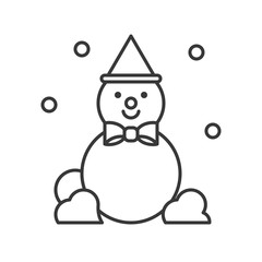 snowman editable outline icon, winter christmas theme